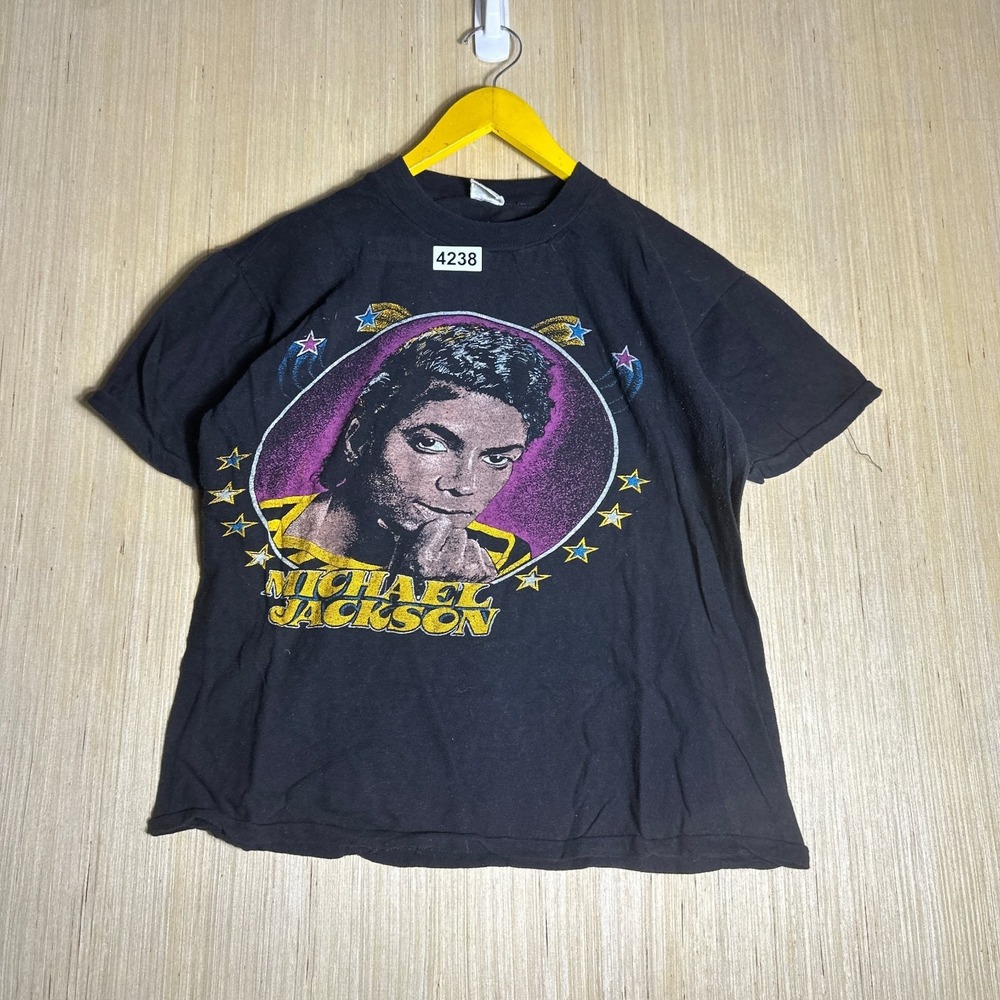 Vintage 80s Michael Jackson Shirt Men's Extra Large Black Short Sleeve Graphic